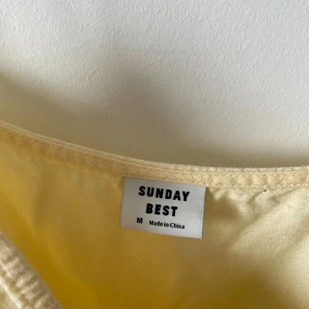 Aritzia Sunday Best Linen Lyocell Blend Makenna Romper Pastel Yellow Sz Medium